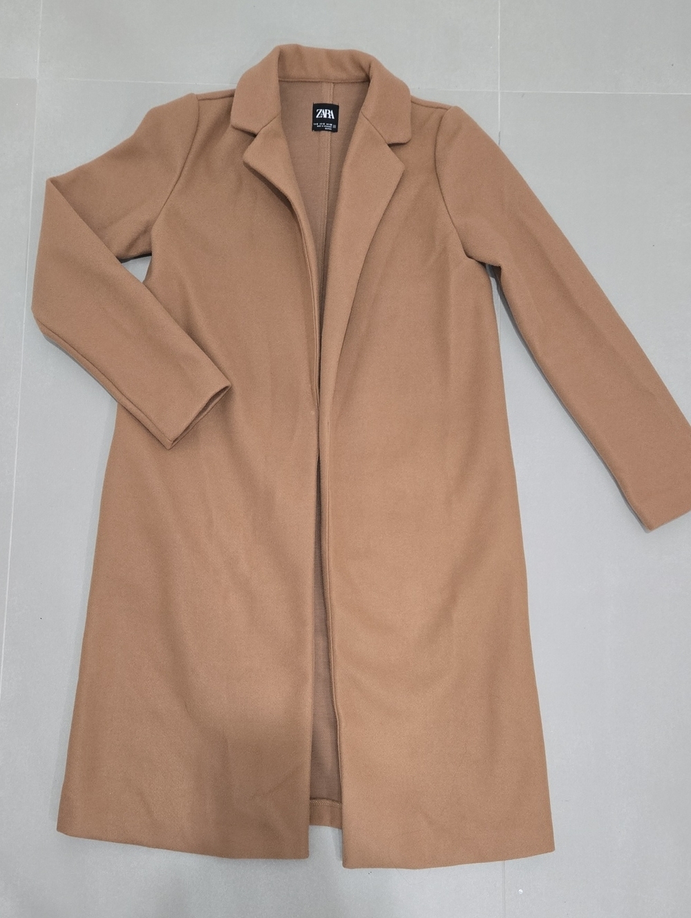 NWOT! Zara Camel Open-Front Long Trench Coat Size S